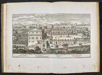 "Perspektiva Giardino dell Excellentis Signor Duca Mattei alla Navicella na Monte Celio, Řím" od Giovanni Battista (after) Falda