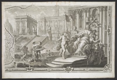 Korunovaná ženská postava z Nového plánu Říma, kterou vynesl na světlo G. Nolli od Giovanni Battista (after) Nolli