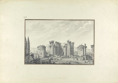 Kizil Avlu, Central Hall, v Pergamon (pero a inkoust a mytí na papíře) od Giovanni Battista Borra