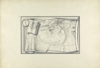 Plán ruin v Sardách s pozůstatky starověkých budov, které ještě existovaly v roce 1750, kolem roku 1750 (pero a inkoust s přemývaným grafitem na papíře) od Giovanni Battista Borra