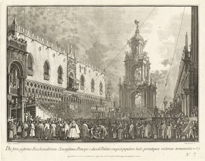 Dóže se účastní festivalu tlustého čtvrtka na náměstí Piazzetta, 17631766. od Giovanni Battista Brostoloni