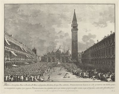 Dóže nese kolem náměstí Piazza San Marco, 17631766. od Giovanni Battista Brostoloni