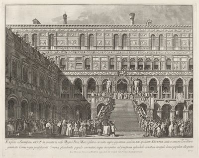 Dóže korunovaný na Scala dei Giganti vévodského paláce, 17631766. od Giovanni Battista Brostoloni