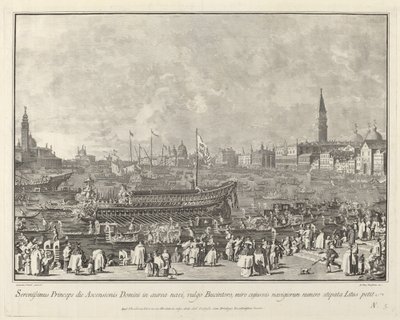 Dóže v Bucintoro Odjíždí do Porto di Lido v Den Nanebevstoupení Páně, 17631766. od Giovanni Battista Brostoloni