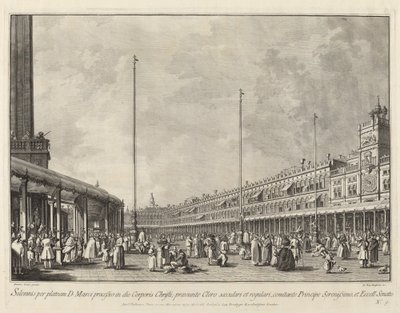 Procesí na den Božího těla na náměstí Piazza San Marco od Giovanni Battista Brustolon after Canaletto