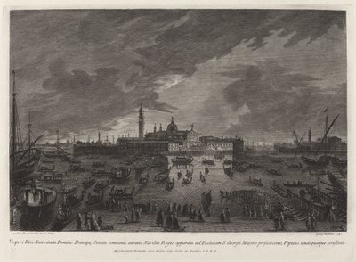 Štědrovečerní procesí do San Giorgio Maggiore od Giovanni Battista Brustolon after Giovanni Battista Moretti