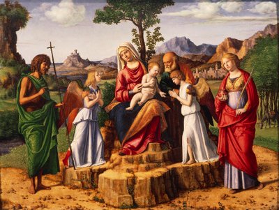 Svatý rozhovor od Giovanni Battista Cima da Conegliano
