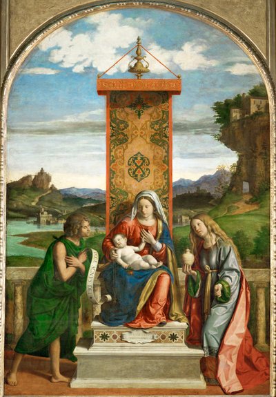 Panna s dítětem mezi svatým Janem Křtitelem a
Madeleine... od Giovanni Battista Cima da Conegliano
