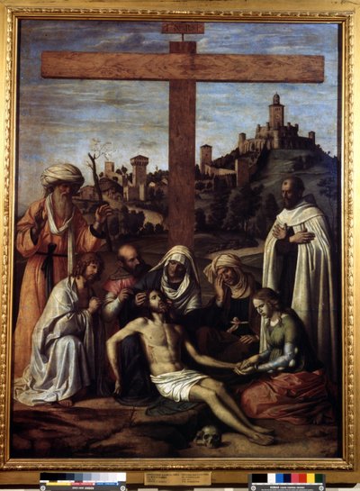 ""Depozice"" Nápis ""INRI"" na kříži. Obraz Giovanni Battista Cima da Conegliano (kolem 1459-1517) 16. století Rozměr 199x148 cm Puškinovo muzeum, Moskva od Giovanni Battista Cima da Conegliano