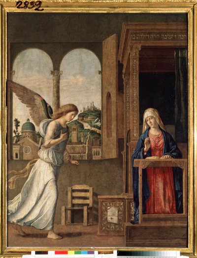 ""Zvěstování"" (Zvěstování) Obraz Giovanniho Battisty Cima da Conegliano (cca 1459-1517) 1495 Rozměr. 136x107 cm Petrohrad, poustevnické muzeum od Giovanni Battista Cima da Conegliano