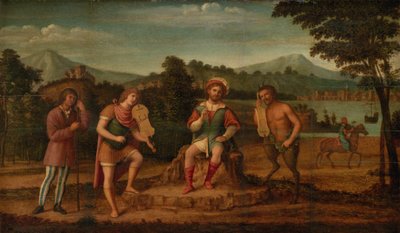 Midasův soud. Hudební soutěž mezi Apollem a Marsyas od Giovanni Battista Cima da Conegliano