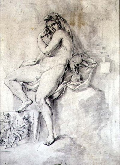 Ženská personifikace sochařství, cca 1770 (pero a inkoust na papíře) od Giovanni Battista Cipriani