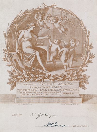 Pozvánka na banket v Guildhall v Londýně dne 9. listopadu 1900 od Giovanni Battista Cipriani