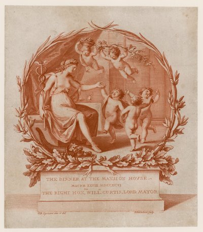 Pozvánka na večeři v Mansion House, Londýn, dne 28. března 1796 (rytina) od Giovanni Battista Cipriani