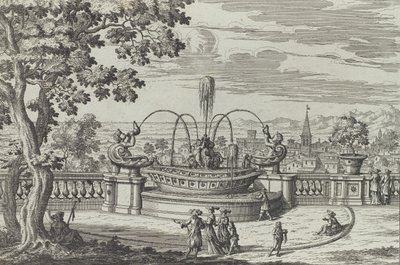 Fontána Belvedere ve Frascati ..., 1691 nebo později. od Giovanni Battista Falda