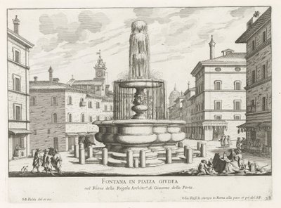 Fontein na náměstí Piazza Giudia te Rome Fontána na náměstí Piazza Giudea (název na objektu) Fontány Říma (název série) Fonteinen van Rome (název série) od Giovanni Battista Falda