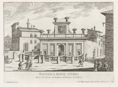 Fontein na náměstí Piazza Montecitorio te Rome Fontana a Monte Citorio (název na objektu) Fontane di Roma (název série) Fonteinen van Rome (název série) od Giovanni Battista Falda