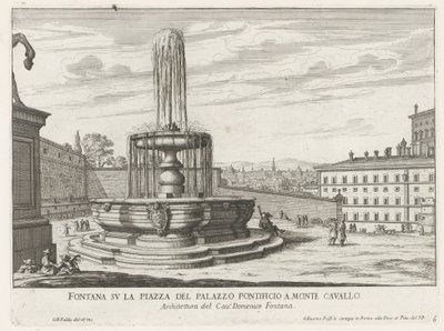 Fontein na náměstí Piazza del Quirinale v Římě Fontána na náměstí papežského paláce v Monte Cavallo (název na objektu) Fontány Říma (název série) Fonteinen van Rome (název série) od Giovanni Battista Falda