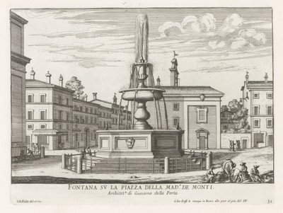 Fontein na náměstí Piazza della Madonna dei Monti te Řím Fontána na náměstí Piazza della Mad.a de Monti (název na objektu) Fontány Říma (název série) Fonteinen van Rome (název série) od Giovanni Battista Falda