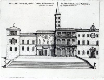 Benediktinská lodžie ve staré vatikánské bazilice od Giovanni Battista Falda