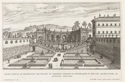 Tuinen van de Villa Mondragone te Frascati Další perspektivní pohled na divadlo a přilehlou zahradu (...) (titul na objektu) Fontány vil ve Frascati (název série) Fonteinen van Frascati (název série) od Giovanni Battista Falda