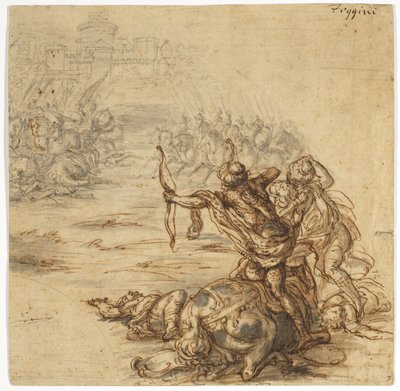 Bitevní scéna mimo opevněné město, 17. století od Giovanni Battista Foggini