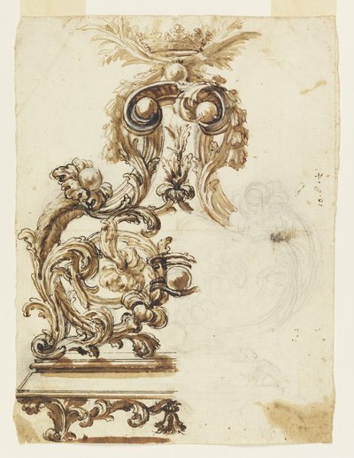 Návrh zlaceného bronzového ornamentu od Giovanni Battista Foggini