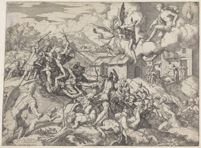 Vojáci z Aeneas bojují se služebníky krále Latina od Giovanni Battista Fontana