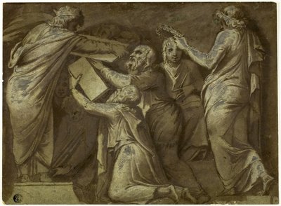 Numa Pompilius vydává Římanům zákony od Giovanni Battista Galestruzzi