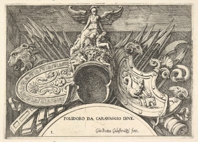 Deska 1: Trofeje římských zbraní z výzdoby nad okny ve druhém patře ..., 1656-58. od Giovanni Battista Galestruzzi