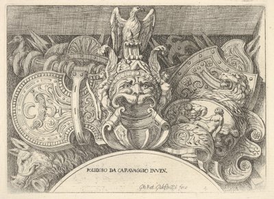 Deska 4: Trofeje římských zbraní z výzdoby nad okny ve druhém patře ..., 1656-58. od Giovanni Battista Galestruzzi