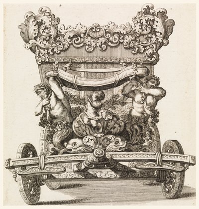 Čelní pohled na první kočár (1686 Lord Castlemaine od Andrea Cornelly po Ciro Ferri, 1687-1700 od Giovanni Battista Lenardi