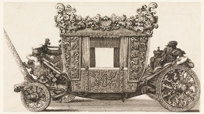 Boční pohled na první kočár (1686) lorda Castelmaina Postaven v roce 1686 Andrea Cornely po Ciro Ferri, 1687-1700 od Giovanni Battista Lenardi