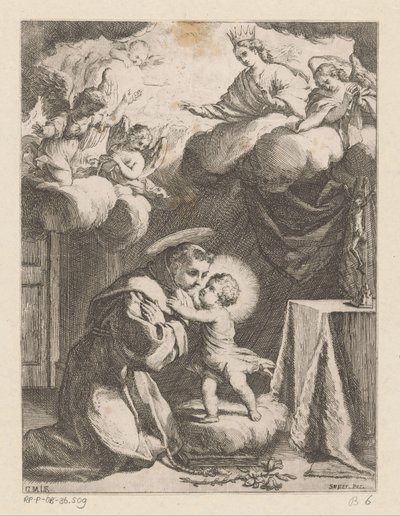 Svatý Antonín z Padovy adorující dítě od Giovanni Battista Mercati