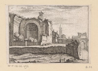 Resten van de Tempel van Venus en Roma te Rome Za Santa Maria Nova (název na objektu) Gezichten op Rome (název série) Některé pohledy a perspektivy neobydlených míst v Římě (název série) od Giovanni Battista Mercati