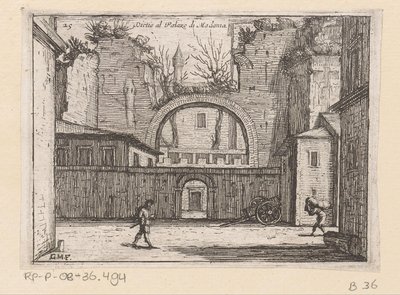 Ruiny v Římě Dictio v Palazzo di Madama (titul na objektu) Gezichten op Rome (název série) Některé pohledy a perspektivy neobydlených míst v Římě (název série) od Giovanni Battista Mercati