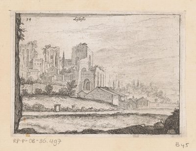 Ruines van Palazzo Maggiore te Rome Listesso (název na objektu) Gezichten op Rome (název série) Některé pohledy a perspektivy neobydlených míst v Římě (název série) od Giovanni Battista Mercati