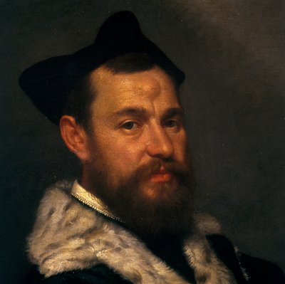 Portrét soudce, detail od Giovanni Battista Moroni