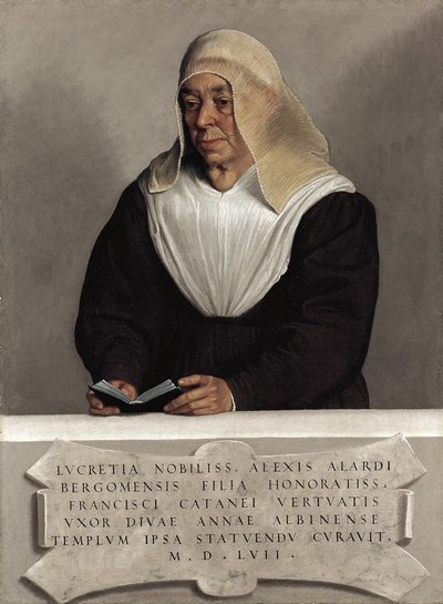 Abatyše Lucrezia Vertova Agliardi, kolem 1557 (olej na plátně) od Giovanni Battista Moroni