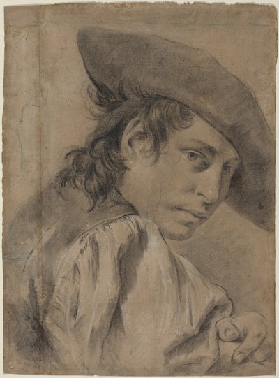 Mladý muž v širokém klobouku od Giovanni Battista Piazzetta