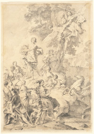 Apollo, múzy a Mars: Ve chvále Tassa od Giovanni Battista Piazzetta
