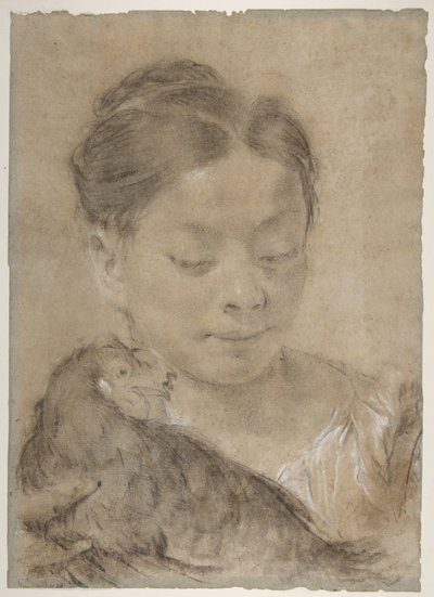 Dívka se slepicí od Giovanni Battista Piazzetta