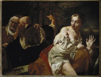 Suzanne a starší - Olej na plátně, kolem roku 1720 od Giovanni Battista Piazzetta