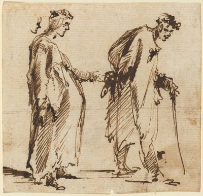 Těhotná mladá žena a mladý muž s holí od Giovanni Battista Piranesi