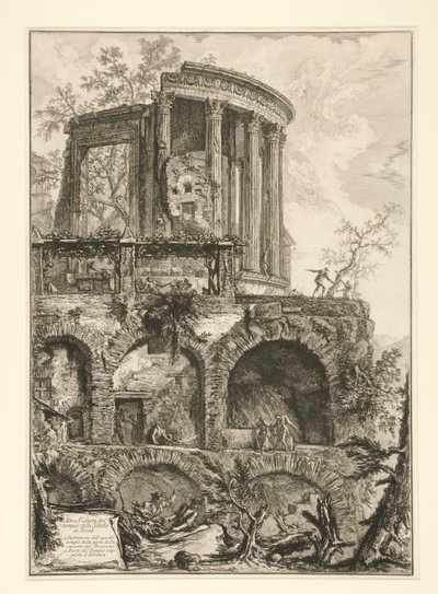 Další pohled na chrám Sibyly v Tivoli, z Vedute di Roma od Giovanni Battista Piranesi