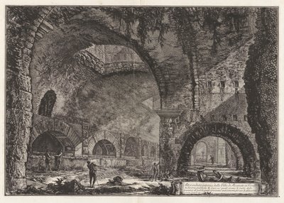 Další pohled na vilu Maecenas v Tivoli, z Vedute di Roma (Pohledy na Řím) od Giovanni Battista Piranesi