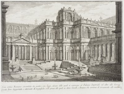 Antické fórum obklopené sloupořadími od Giovanni Battista Piranesi