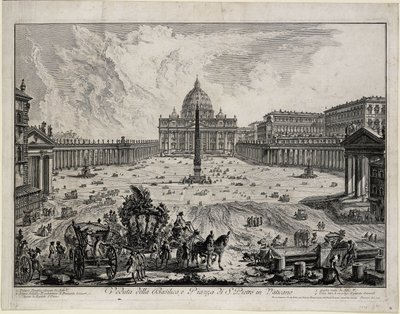 Pohled na baziliku a náměstí San Pietro in Vaticano (z: Vedute di Roma) od Giovanni Battista Piranesi