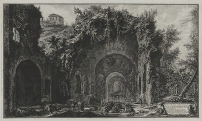 Pohled na pramen a jeskyni Egerie za Porta Capena neboli na San Sebastiano, z: Vedute di Roma od Giovanni Battista Piranesi