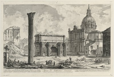 Pohled na oblouk Septimia Severa od Giovanni Battista Piranesi